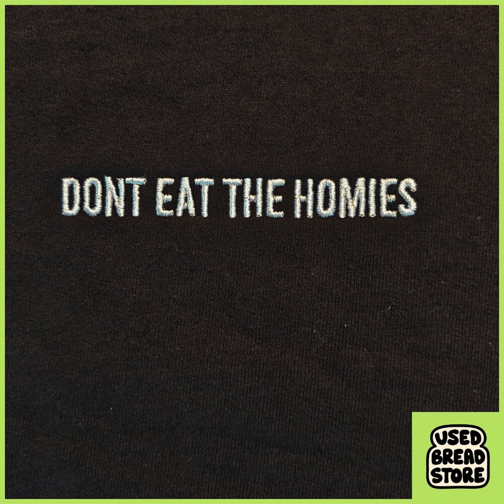 Rare Don't Eat the Homies Sweatshirt Vegan Streetwear XL Black Embroidered Logo - Picture 3 of 6